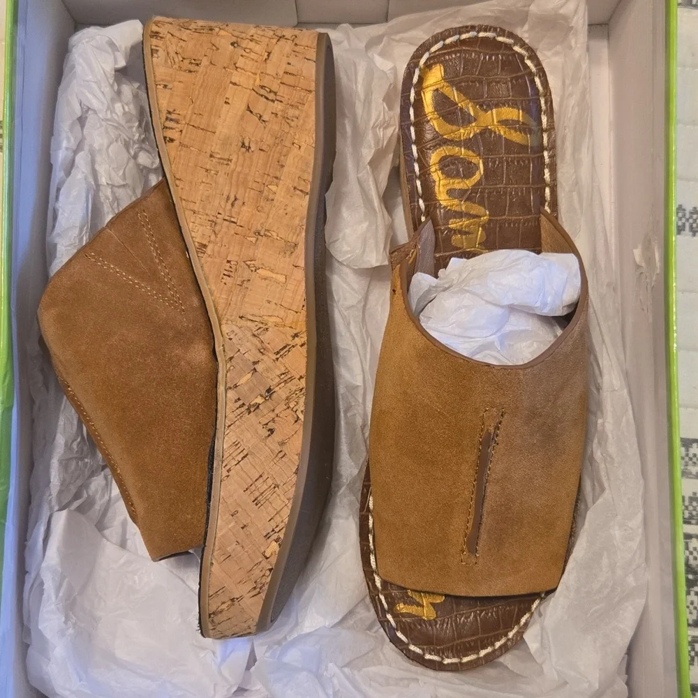 SAM EDELMAN Ranger Platform Suede Sandal Brown NEW - Picture 2 of 3